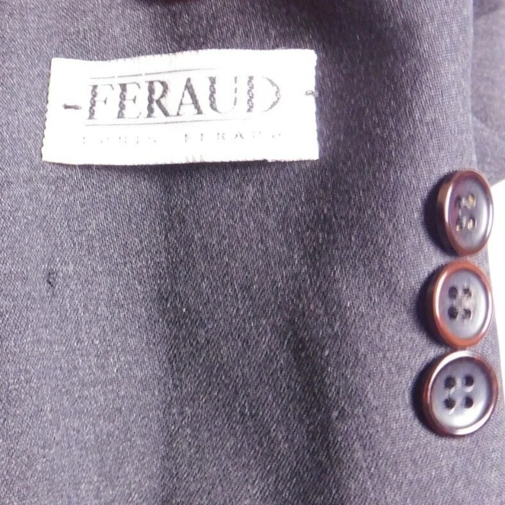FERAUD Paris Double Breasted‎ Wool Blend Suit Jacket Blazer Dark Gray Sz 44 D31